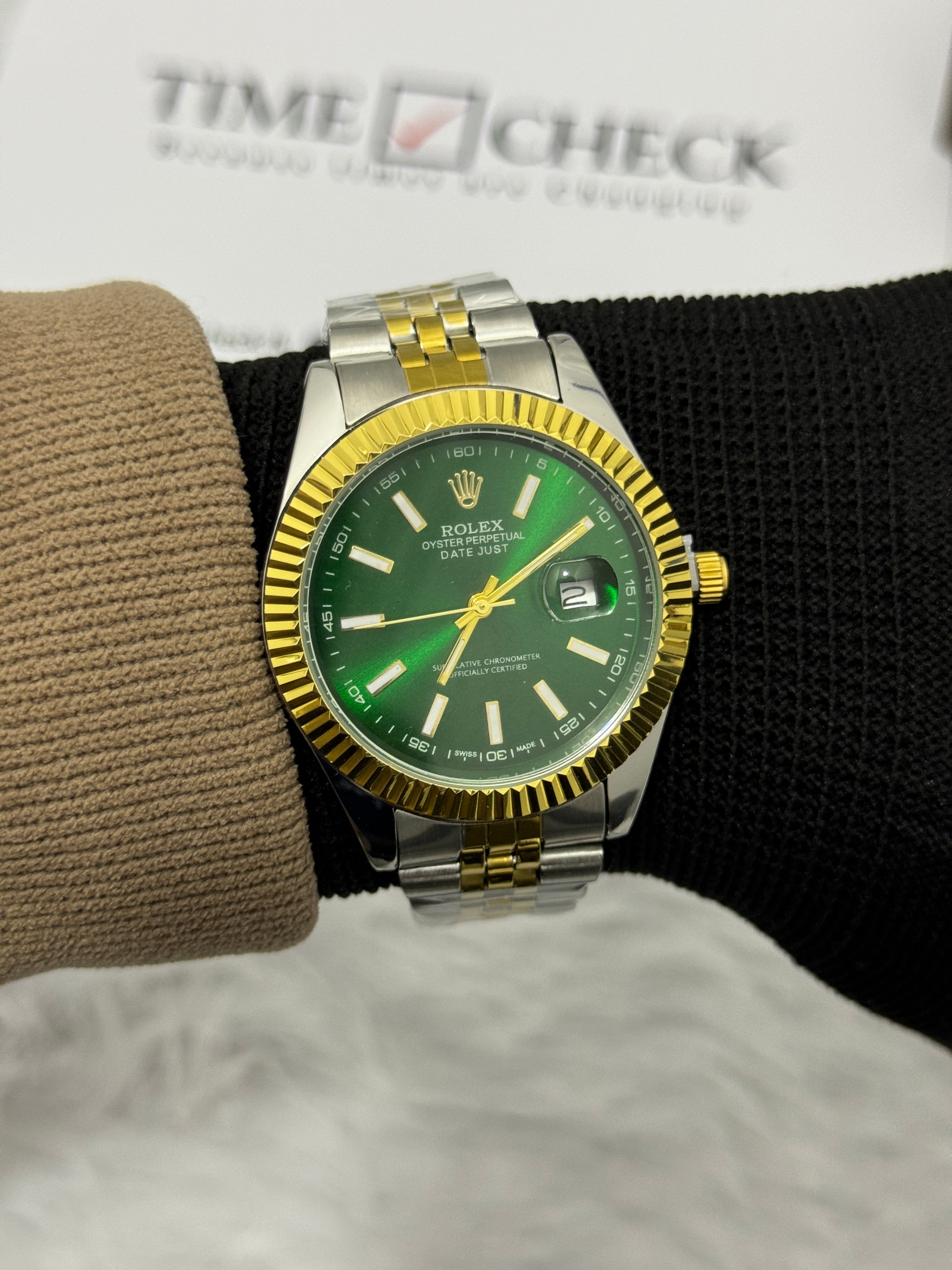 RLX Datejust Two Tone Men's Watch -Green