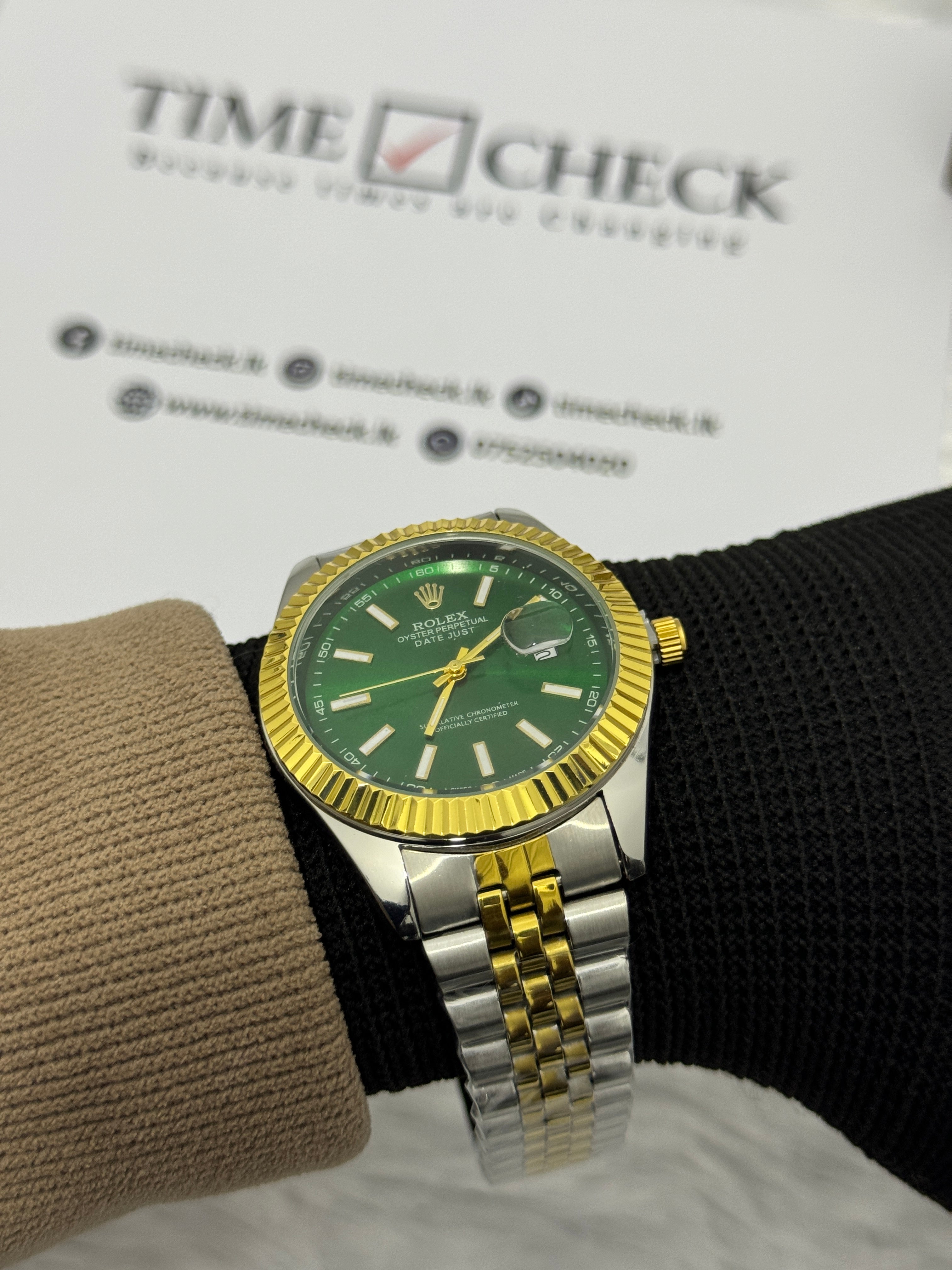 RLX Datejust Two Tone Men's Watch -Green