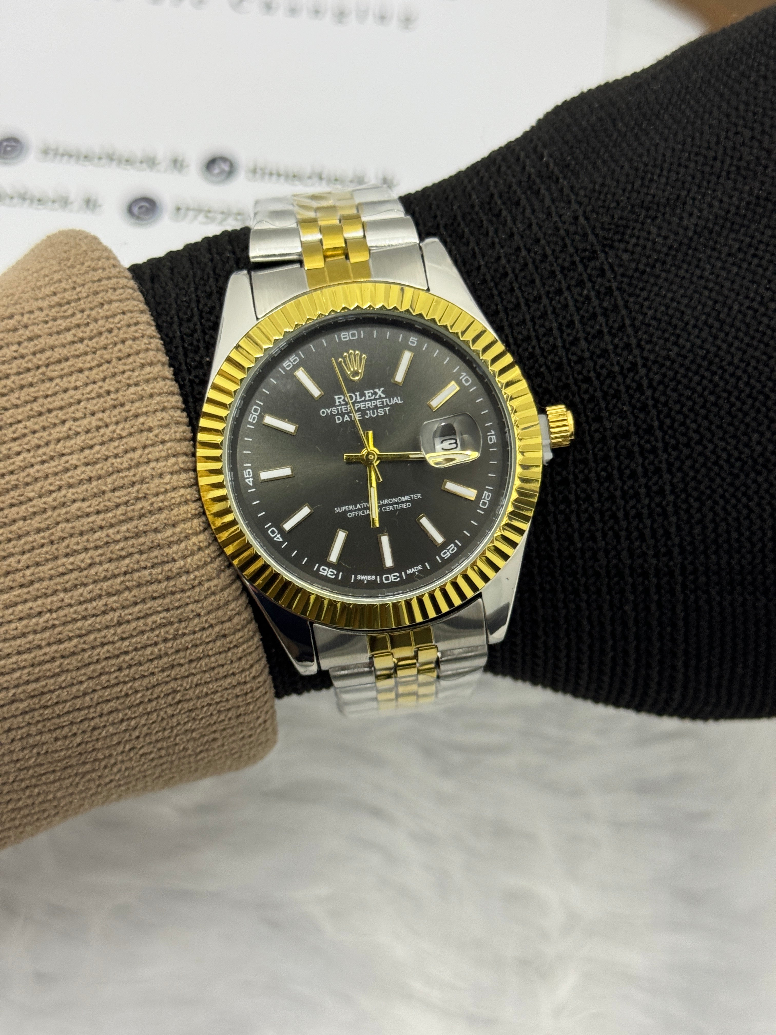 RLX Datejust Two Tone Men's Watch -Black