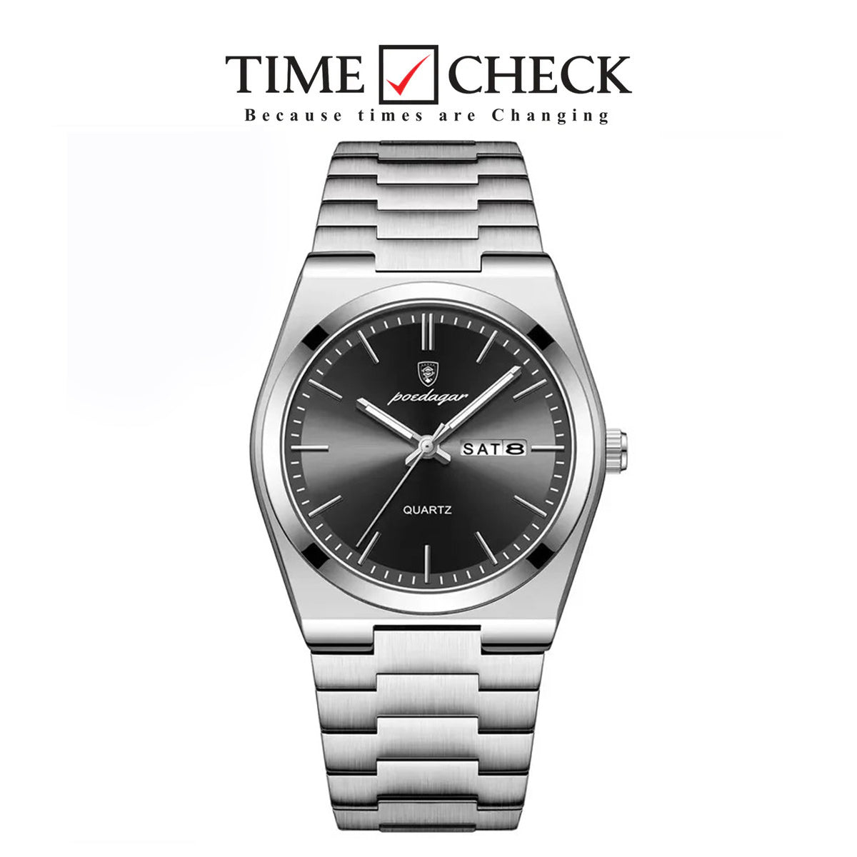 POEDAGAR 930 Luxury Watch - Silver Black